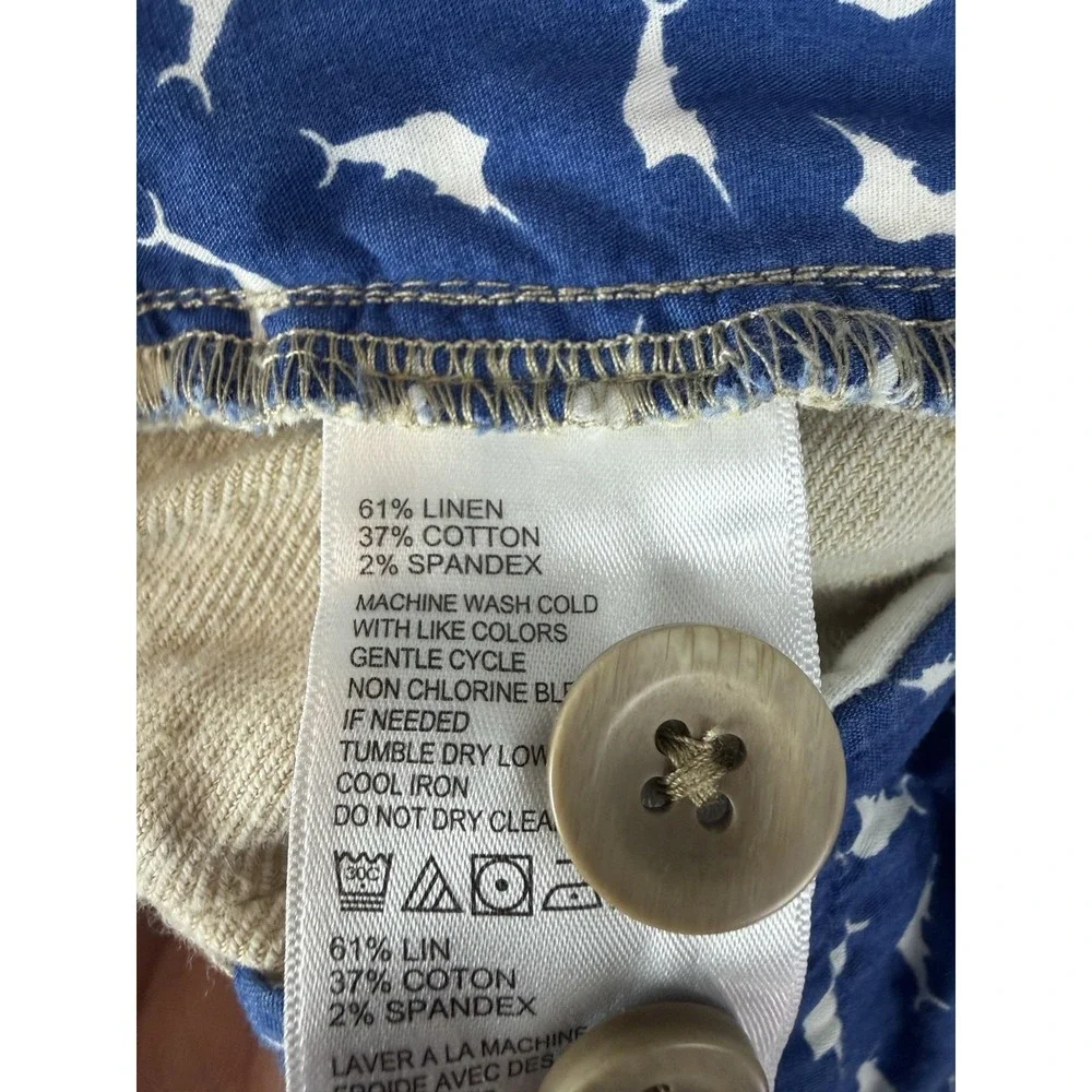 Tommy Bahama Pants Mens Large Beige Linen Blend Chino Elastic Waist Casual Men
